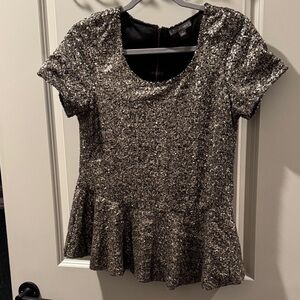 Tinley Road Black and Silver Sequin Top
